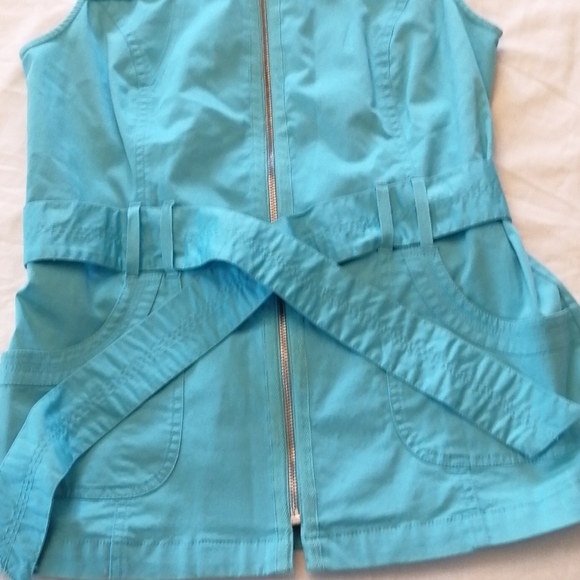 Tribal full zip hooded safari vest with belt - Picture 2 of 6